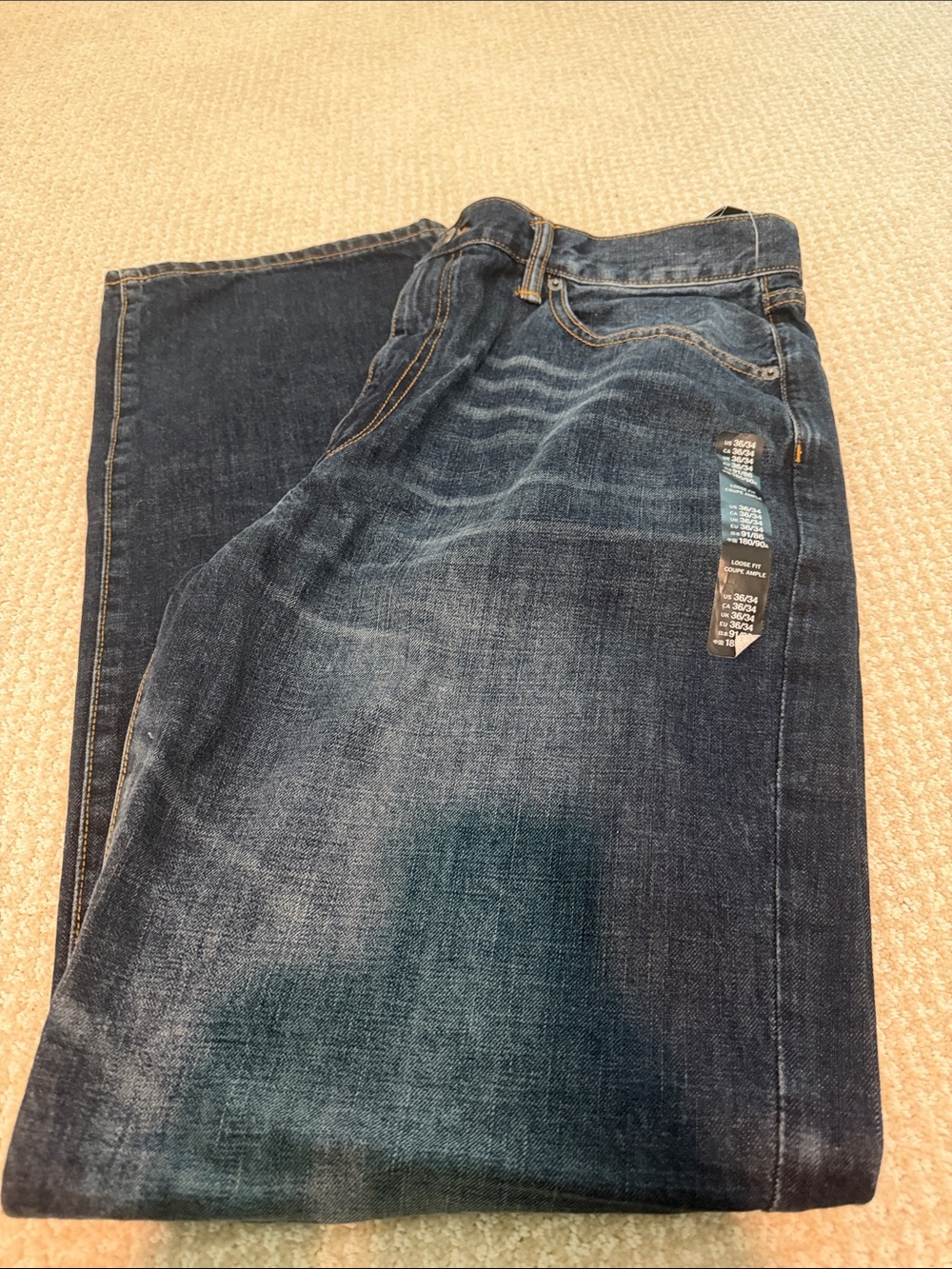 GAP Men's Dark Blue Washed Relaxed Jeans